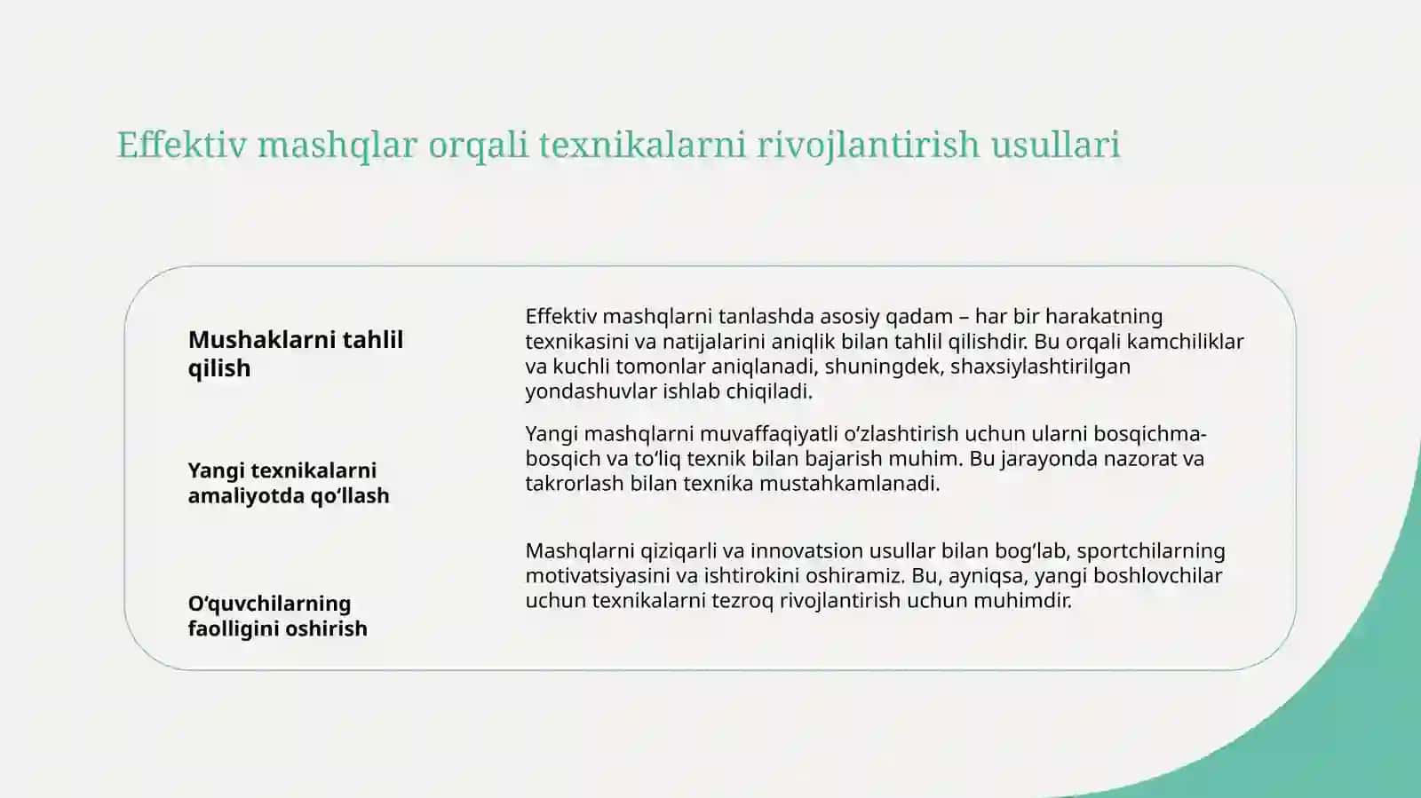 Gimnastikada umumiy tayyorgarlik mashglari boyicha mahoratini oshirish 4
