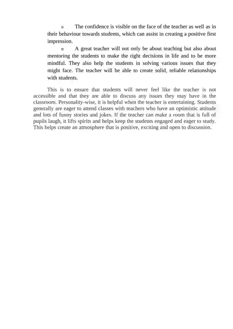 An Ideal Teacher Essay 4