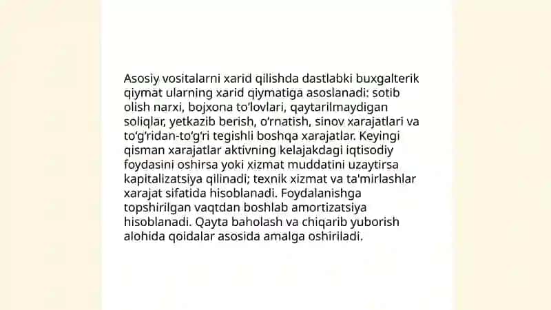 Asosiy vositalarni hisobga olish va tahlil qilish 4
