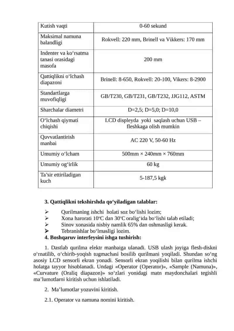 Qattiqlikni Brinell usuli bilan o‘lchash 4