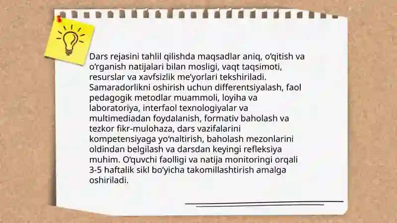 Kimyo darslarini analiz qilish, uni takomillashtirish metodikasi Nematova 4