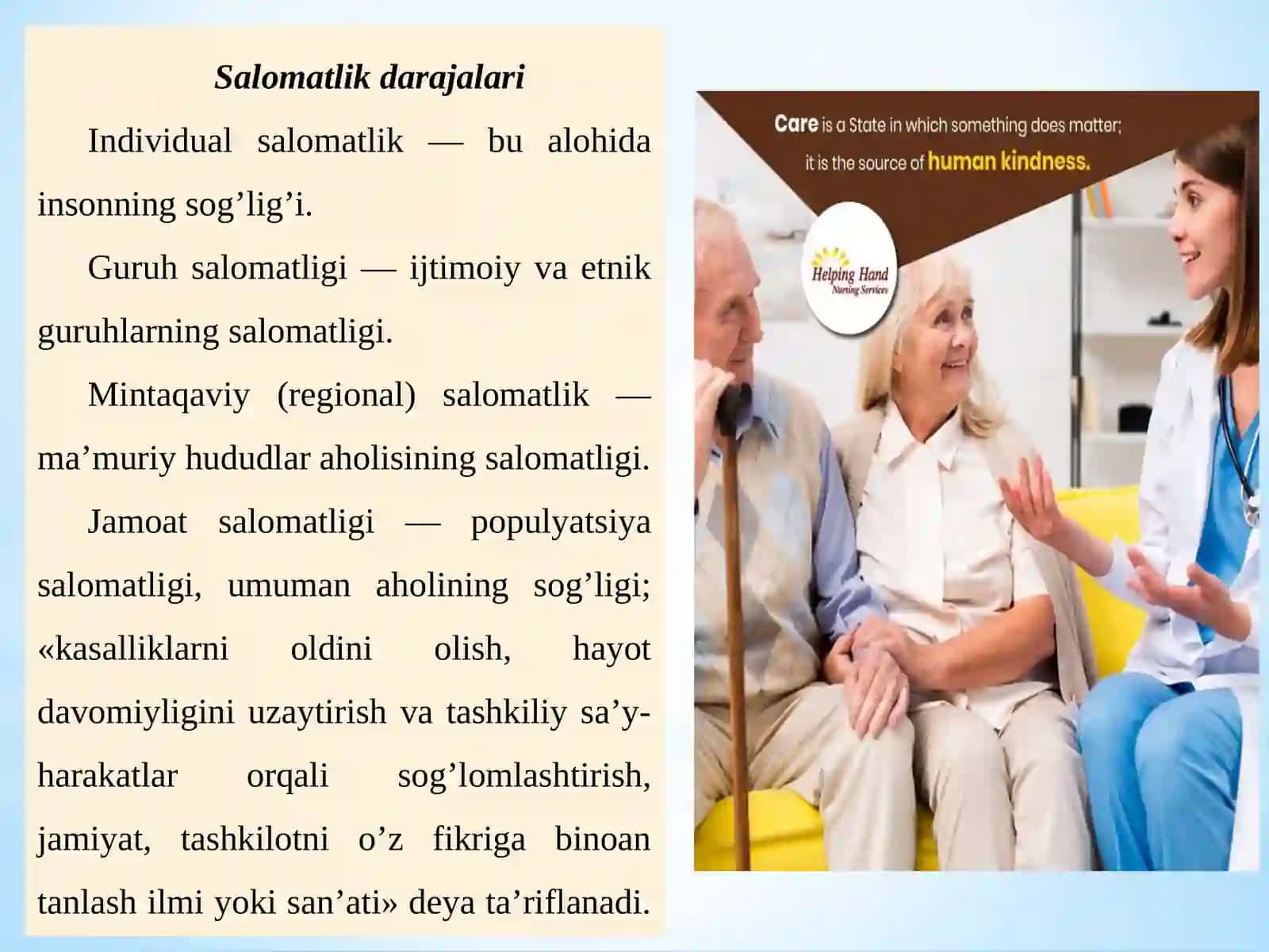 Salomatlik muammolari va tibbiy ijtimoiy xizmatlar. 4