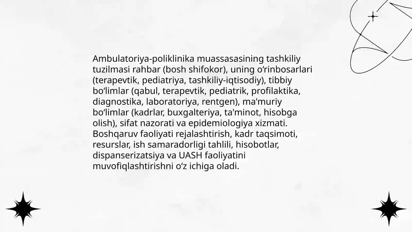 Birlamchi tibbiy-sanitariya yordami. Ambulatoriya-poliklinika 4
