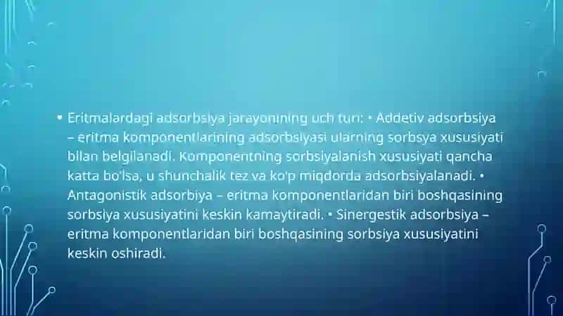 ORGANIZMNING HAYOT FAOLIYATIDA VA DAVOLASH USULLARIDA ADSORBSIY JARAYONING AHAMIYATI 4