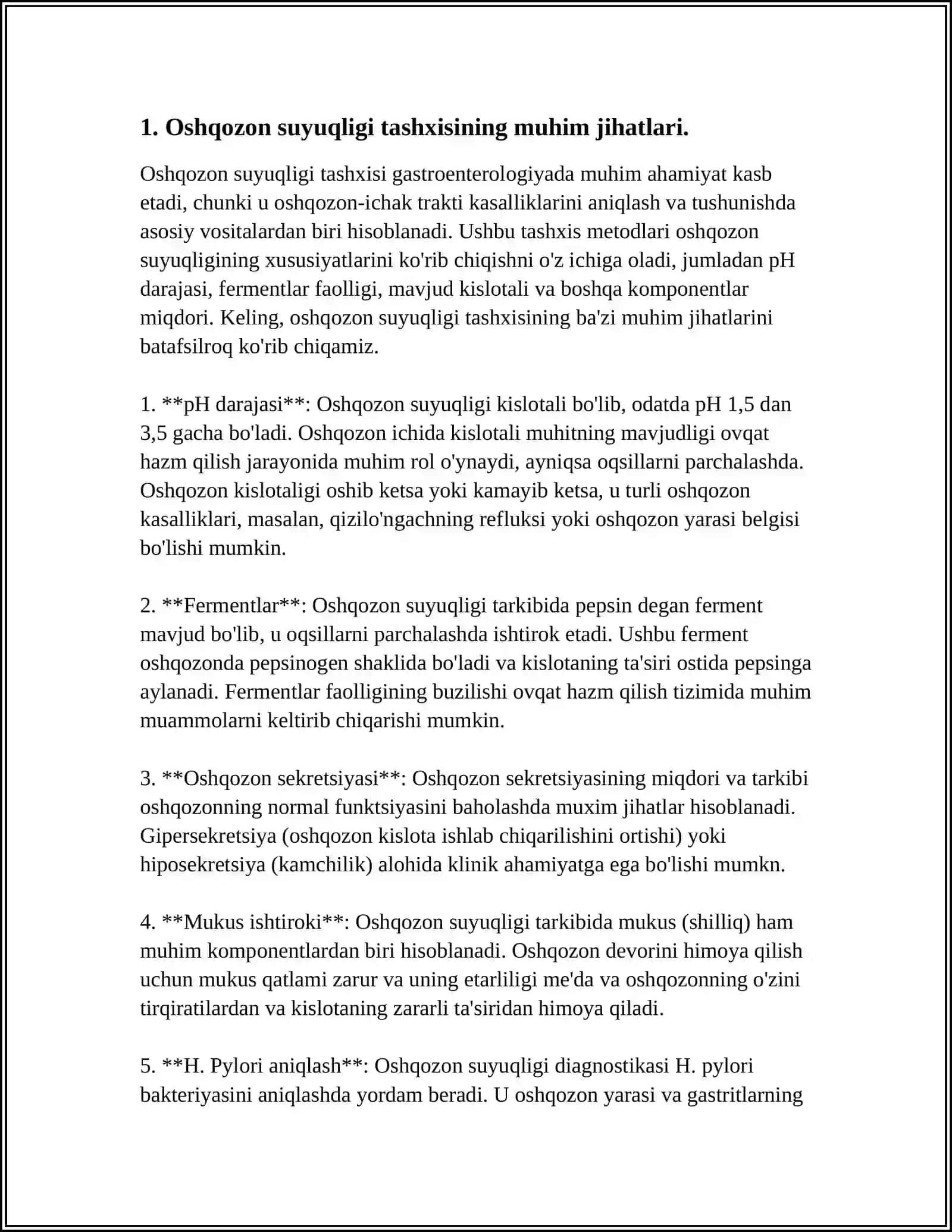 OSHQOZON SUYUQLIGI TASHXISINING, PARENTERAL OVQATLANISH VA UNING KLINIK AHAMIYATI 4