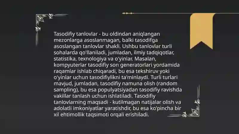tanlanma metod asoslari.statistik gipotezalar va ularni tekshirish 4