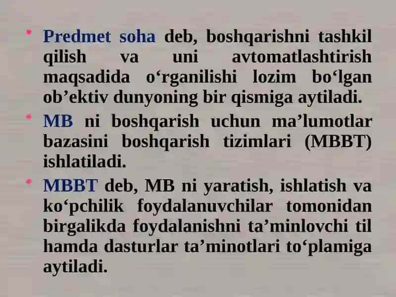 Ma’lumotlar bazasi boshqarish tizimlari 4