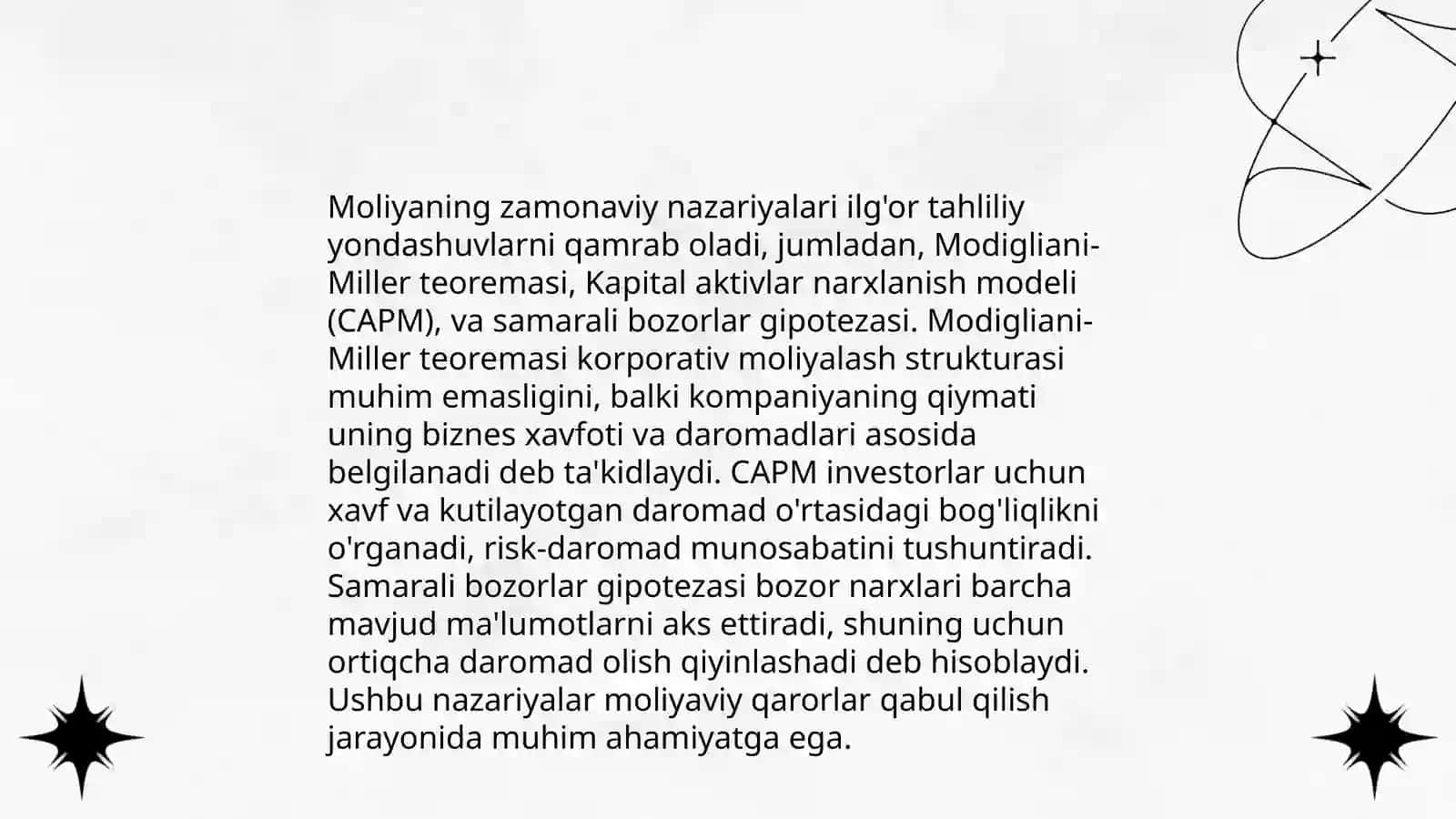 Moliyaning zamonaviy konsepsiyalari va ularning hozirgi zamon xususiyatlari 4