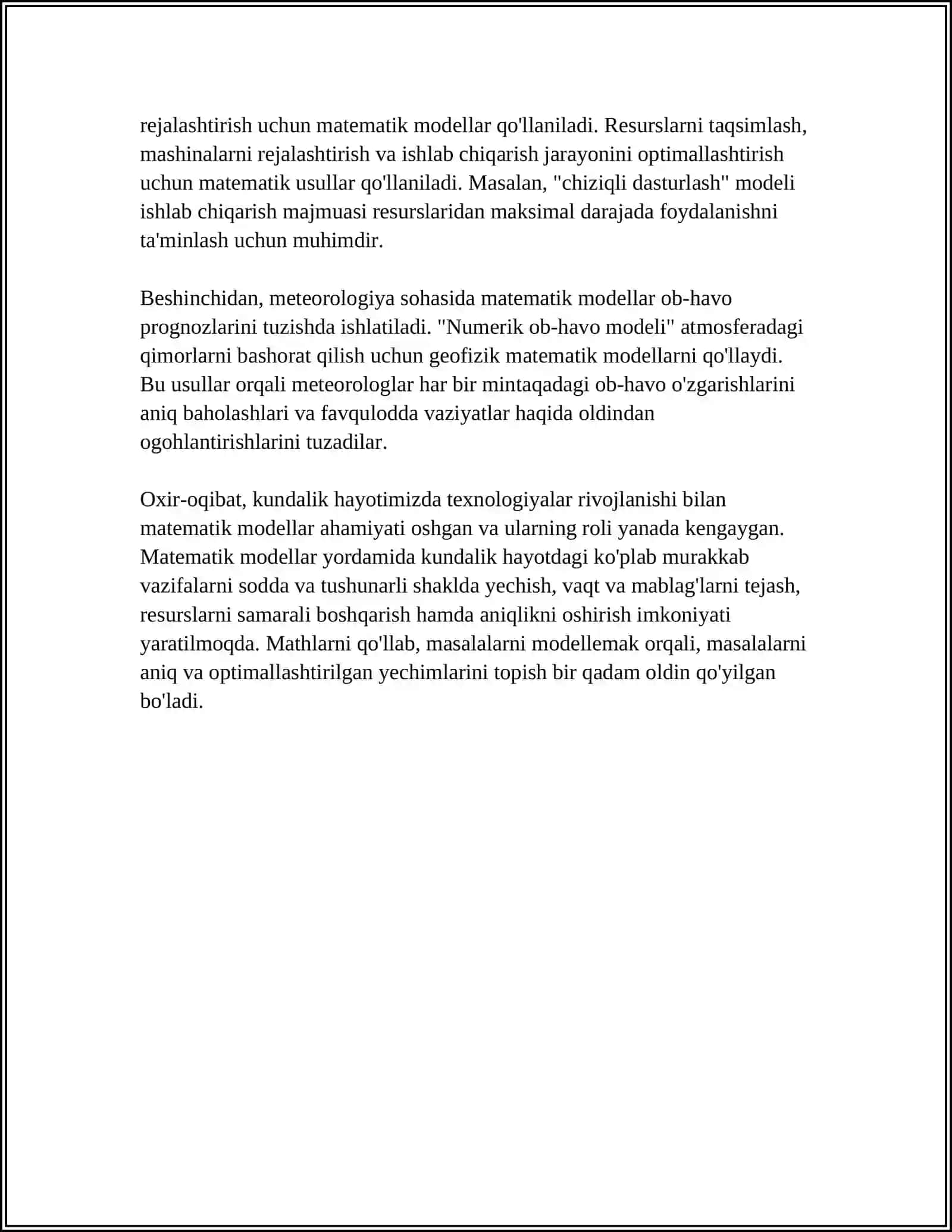 KONTEKSTLI(KUNDALIK HAYOTGA ASOSLANGAN) MASALALARNI TUZISH VA YECHISH 4