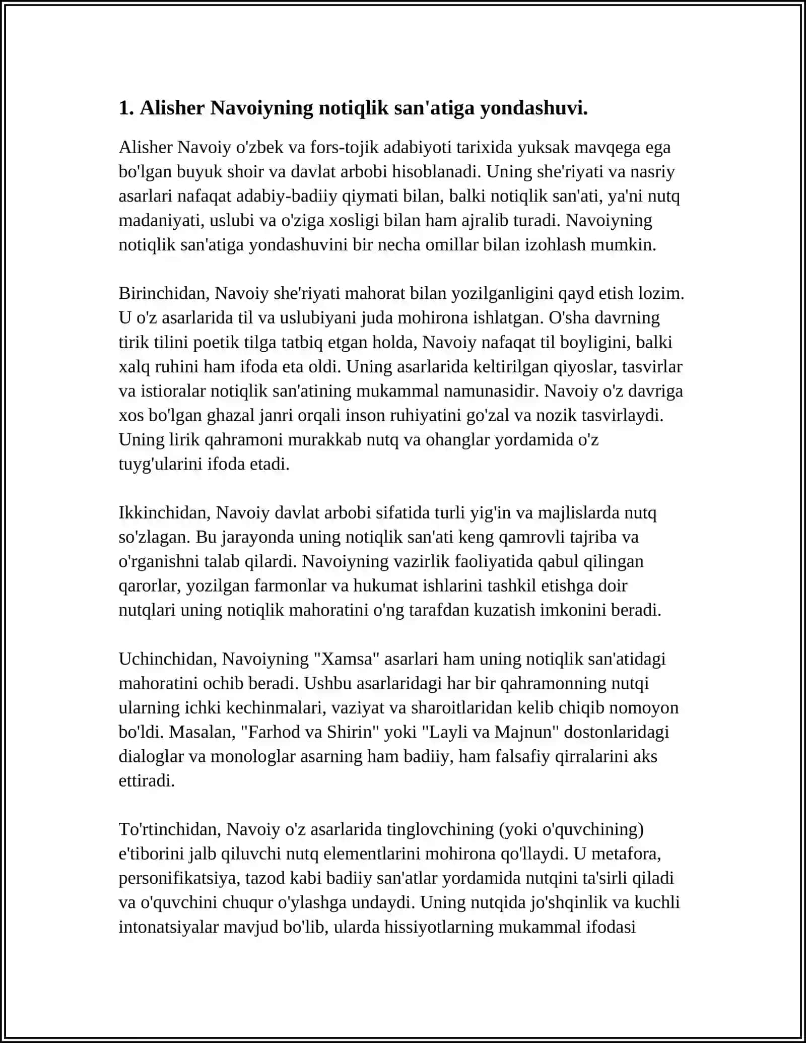 ALISHER NAVOIY IJODIDA NUTQ MADANIYATI VA NOTIQLIK SAN'ATI MASALALARI TALQINI 4