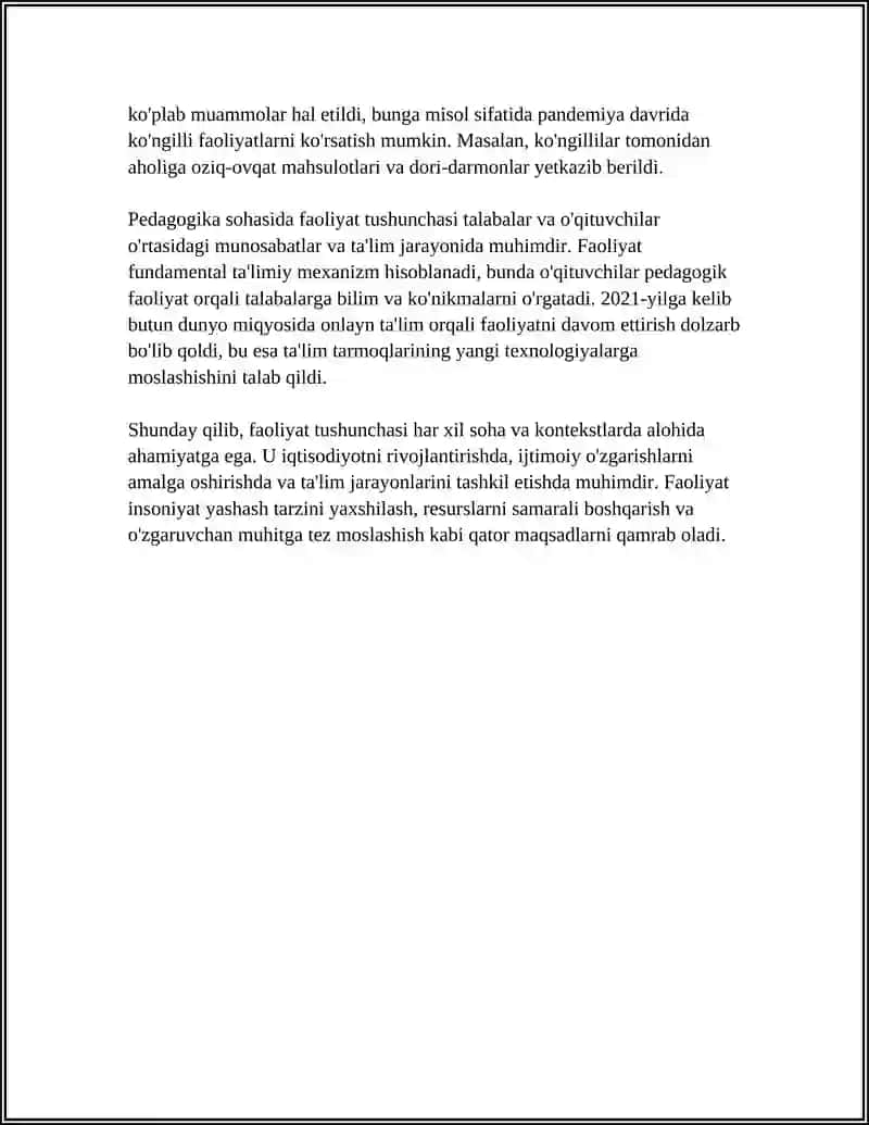 FAOLIYATNING TUZILISHI, TURLARI 4