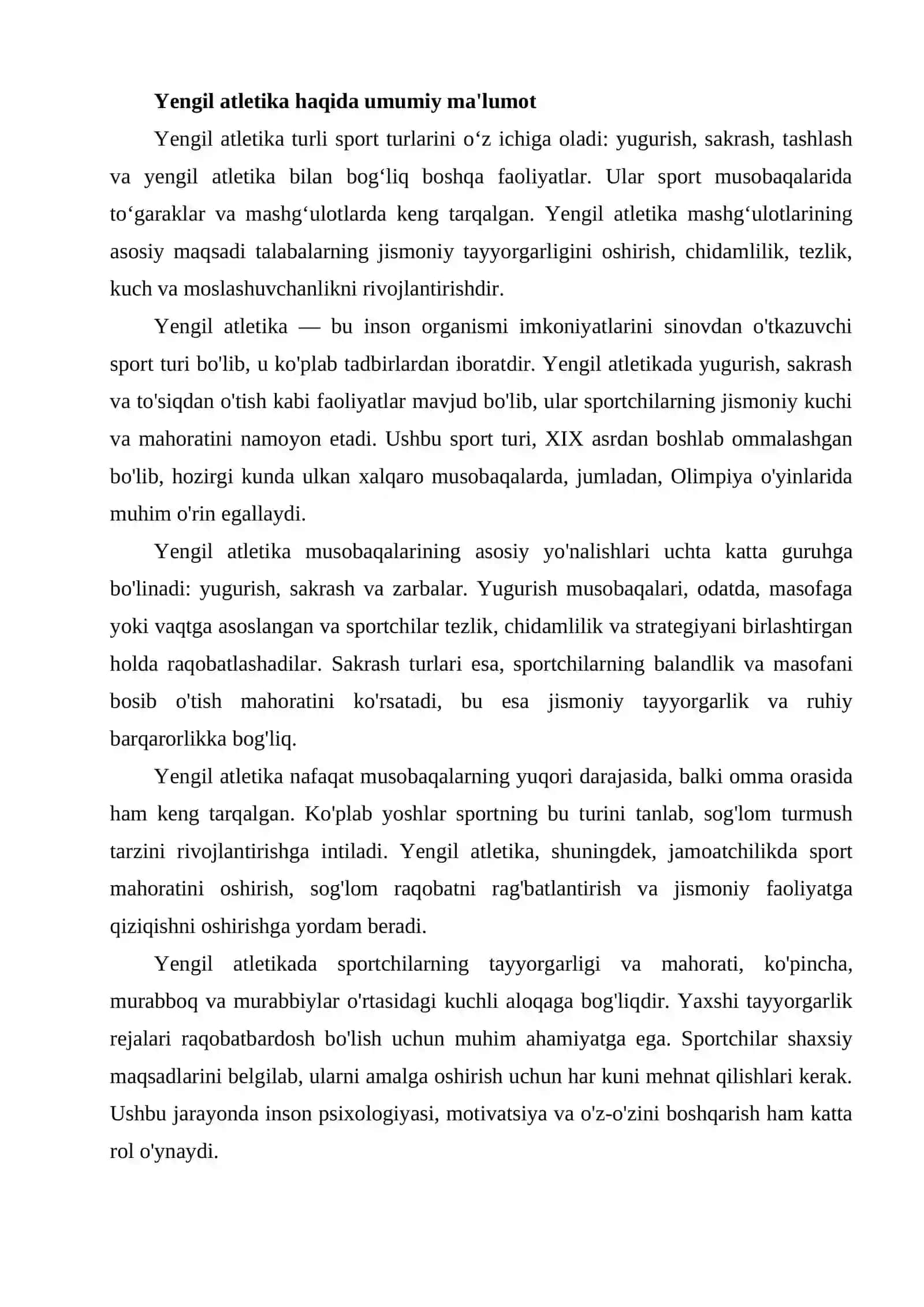 Yengil atletika va uni o’qitish metodikasi 4