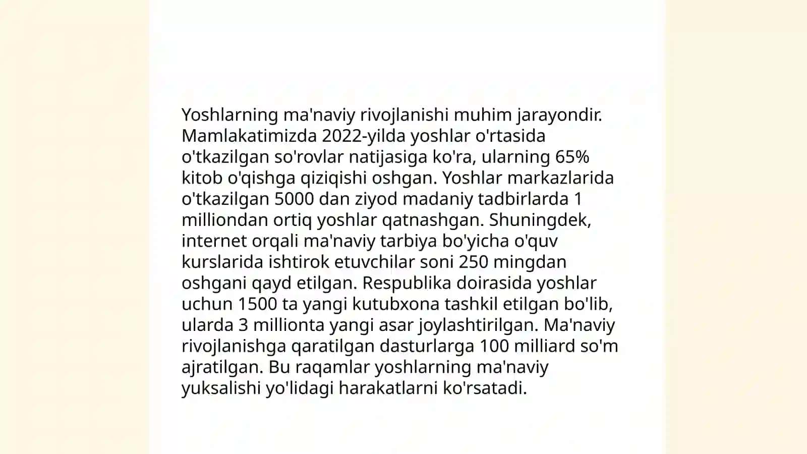Beshta tashabbus va uning yuksak ma’naviy madaniyatni ta’minlashdagi oʻrni 4