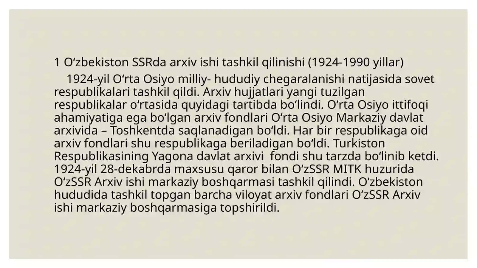 Oʻzbekiston SSRda arxiv ishi Markaziy boshqarmasi qoshidagi Tekshirish komissiyasi faoliyati 4