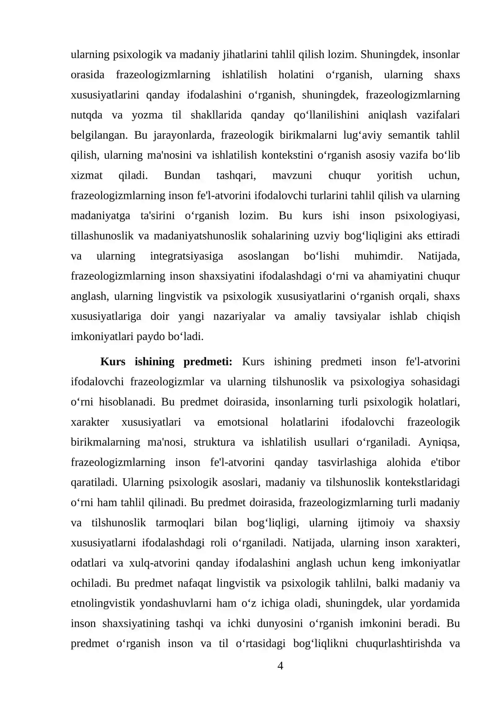 ONA TILI VA ADABIYOT FANIDAN TAYYORLAGAN KURS ISHI 4