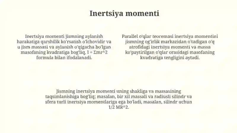 Qattiq jism aylanma dinamikasining asosiy qonunlari 4
