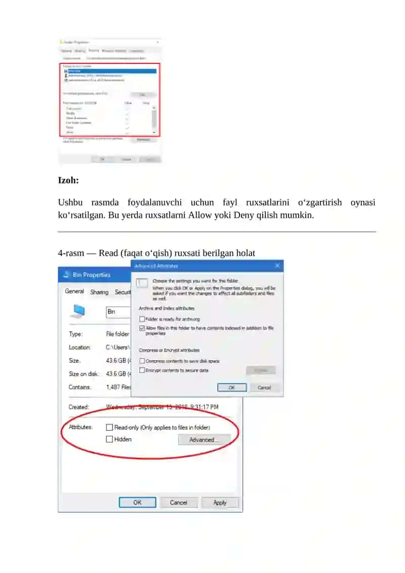 Faylga ruxsat beruvchi modifikatorlar 4