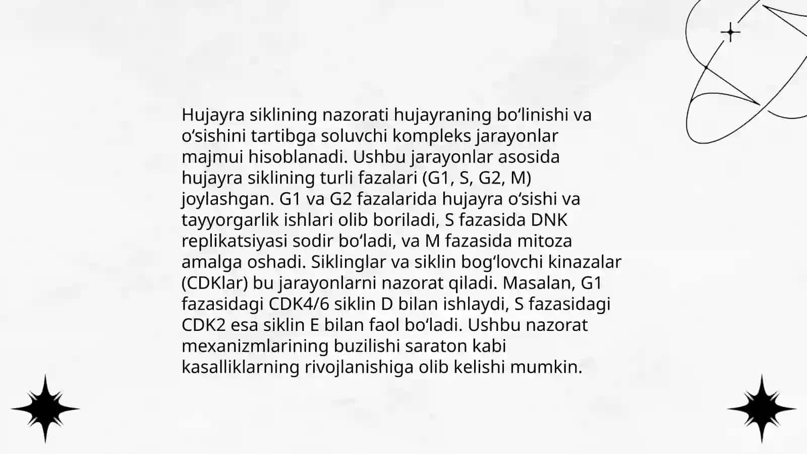 Hujayra sikli va hujayra replikatsiyasi boshqaruvi mexanizmlari 4