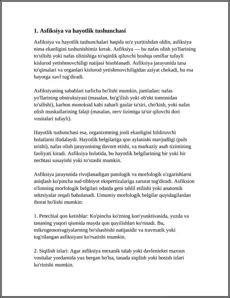 Asfiksiyaning hayotlik sodir bo'lganligini aniqlash 4