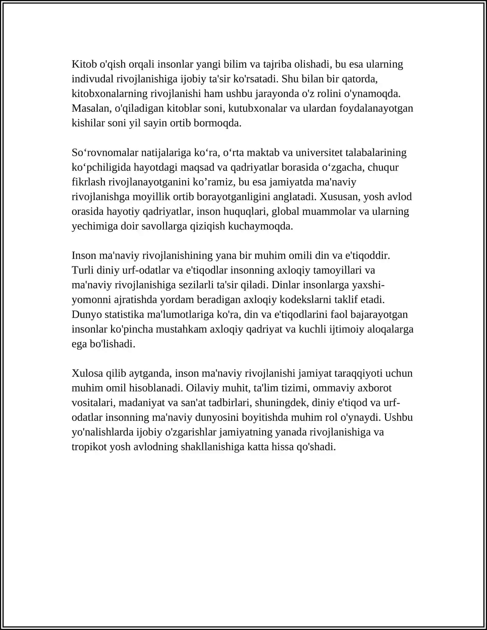 BILIM INSON MANAVIY KAMOLOTI OMILI 4