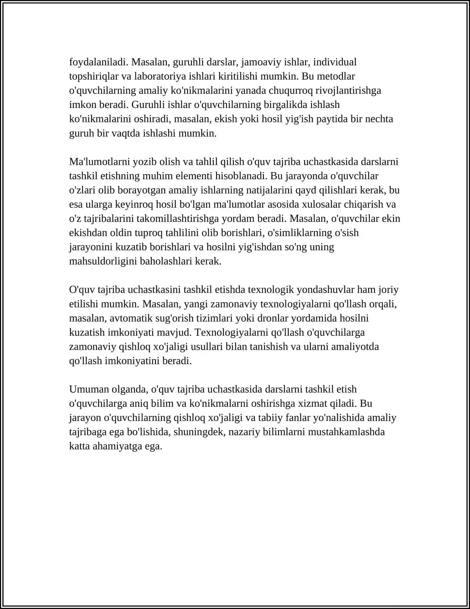 JO'GROFIYA MAYDONCHASI,TIRIK TABIAT BURCHAGI O'QUV TAJRIBA UCHASTKASIDA DARSLARNI O'TKAZISH METODIKASI 4