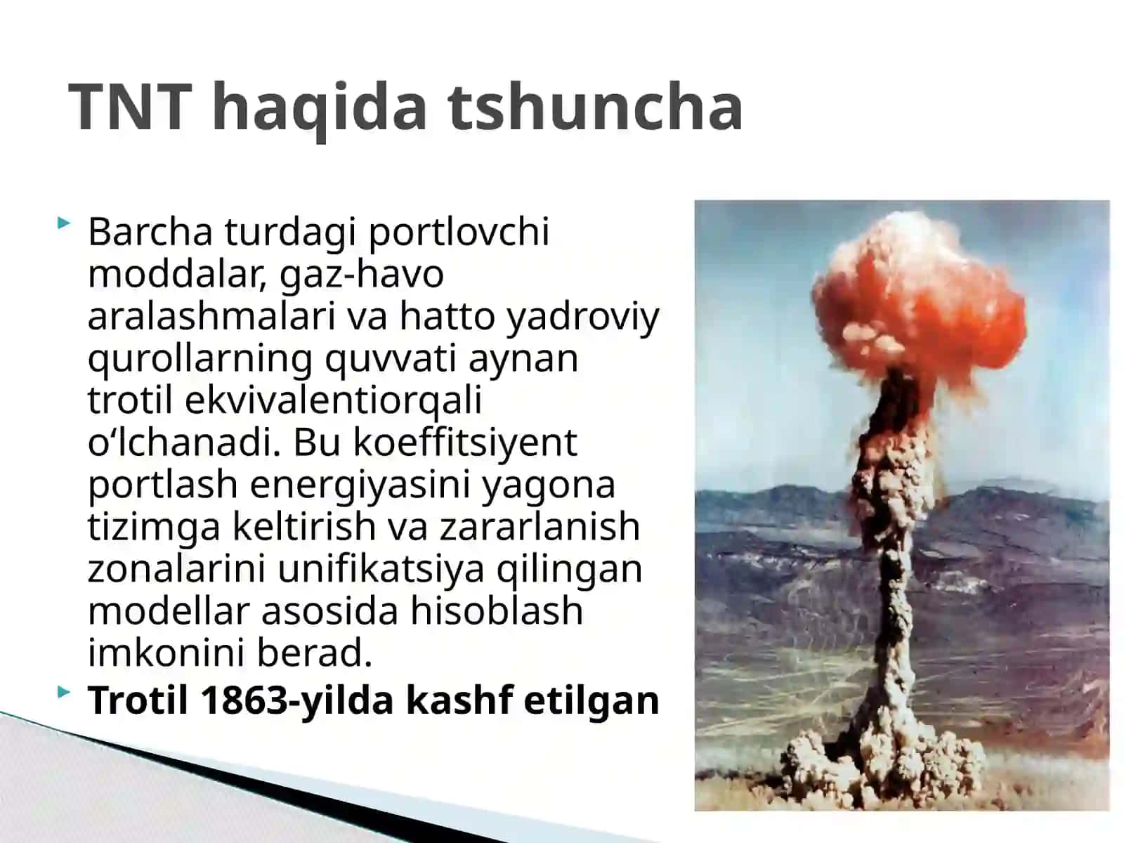Trotil ekvivalenti asosida portlasho'chog'ida zararlanish zonalarini pragnozlash modeli 4