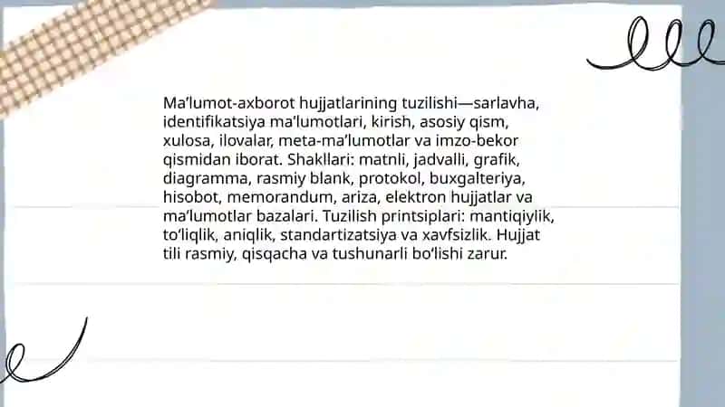Maʼlumot-axborot xujjatlari 4