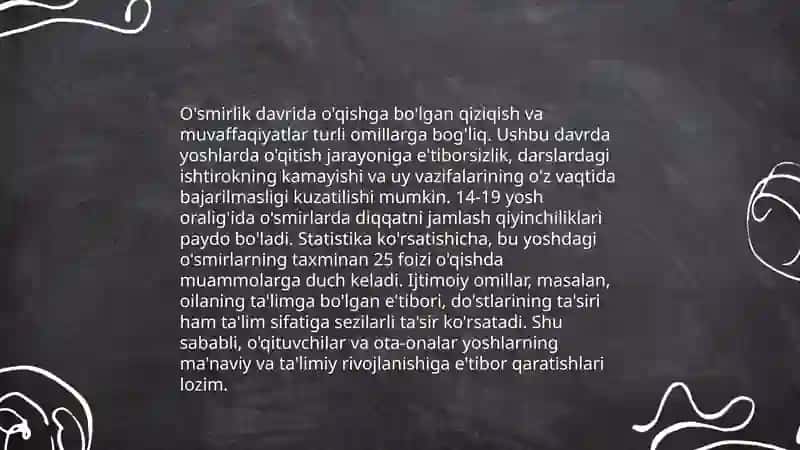Bolalik davrida o'zlashtirish qiyinchiliklari 4
