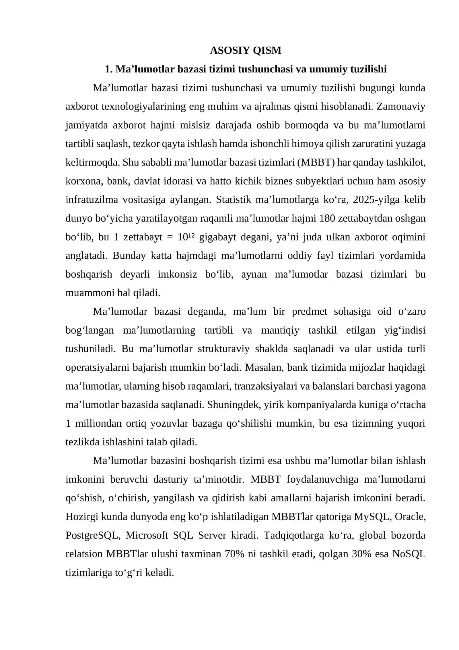 Ma'lumotlar bazasi tizimining arxitekturasi 4