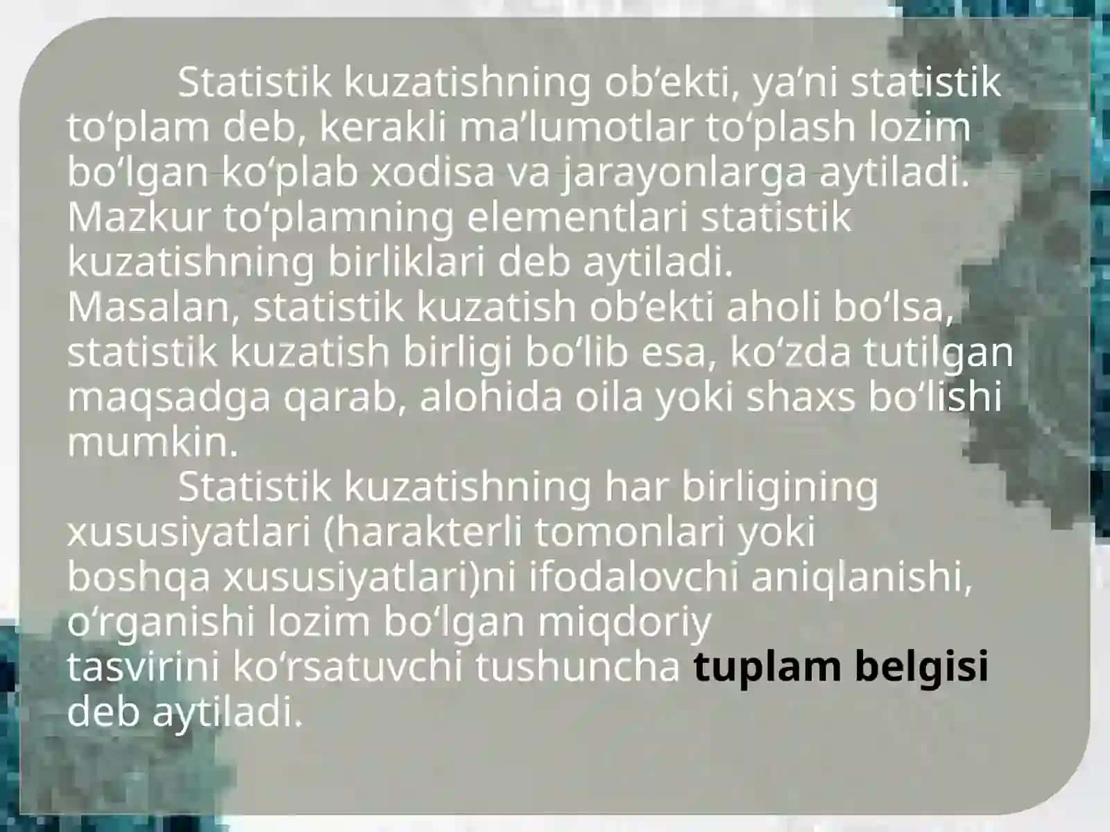 STATISTIK KUZATISH USULI 4