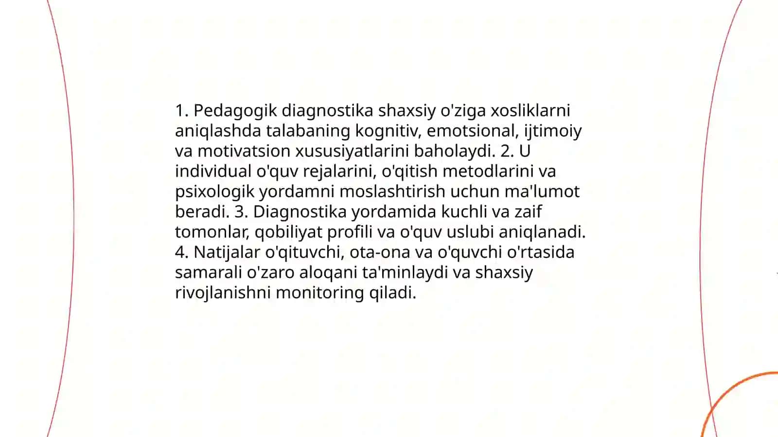 Pedagogik diagnostikaning shaxs rivojlanishidagi o'rni 4