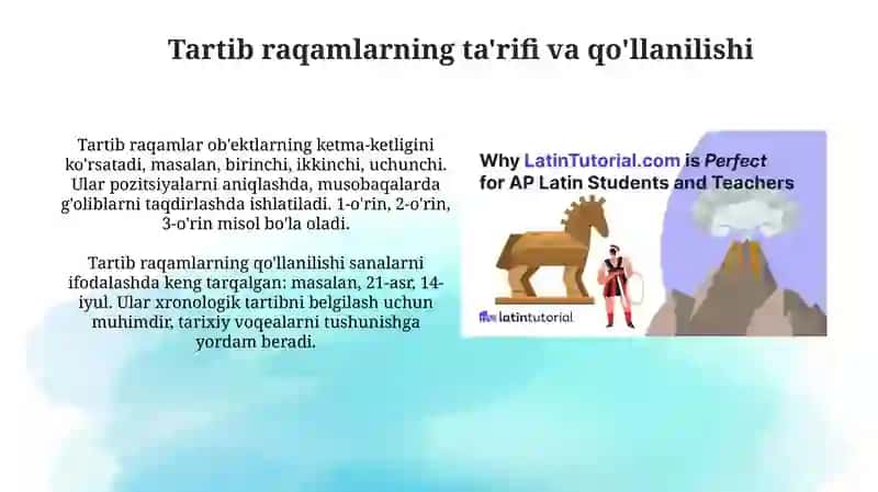 Sonlar tartib va sanoq son, lotin va grek old qo’shimchalari 4