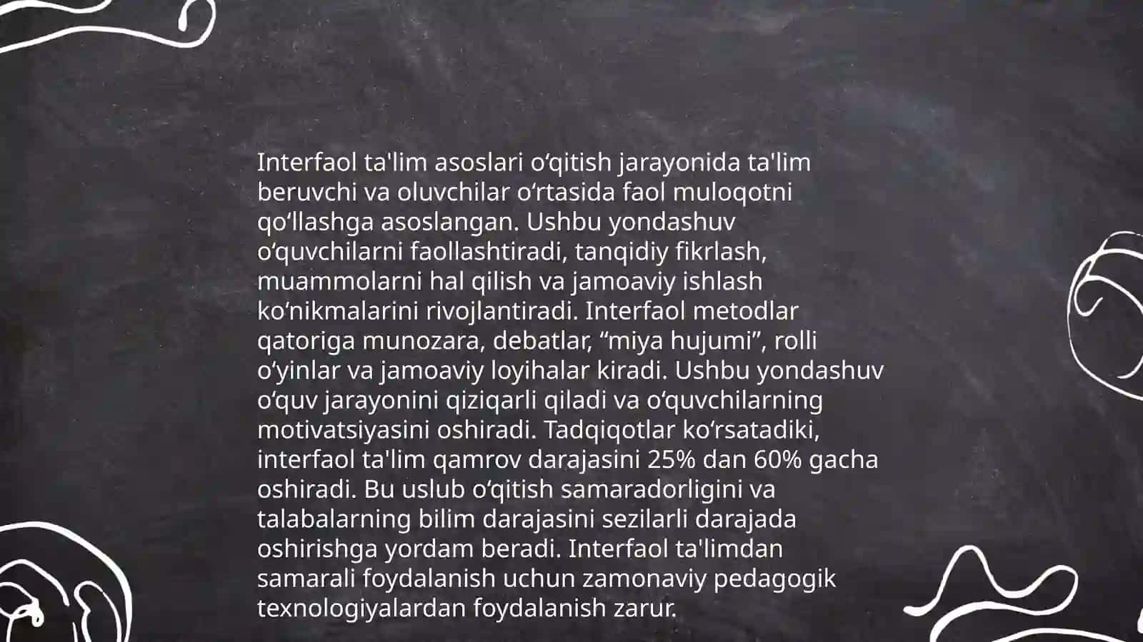 Interfaol ta‘limning asosiy tamoyil, shakl va omillari 4