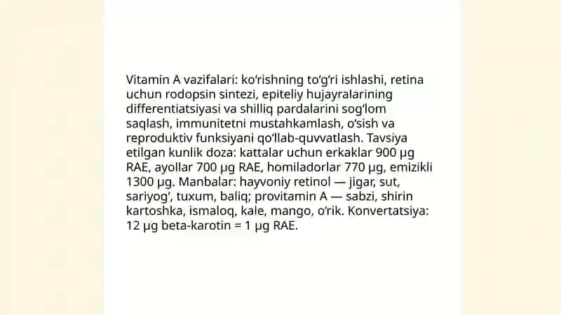 Vitaminlar va ularning organizm uchun ahamiyati 4