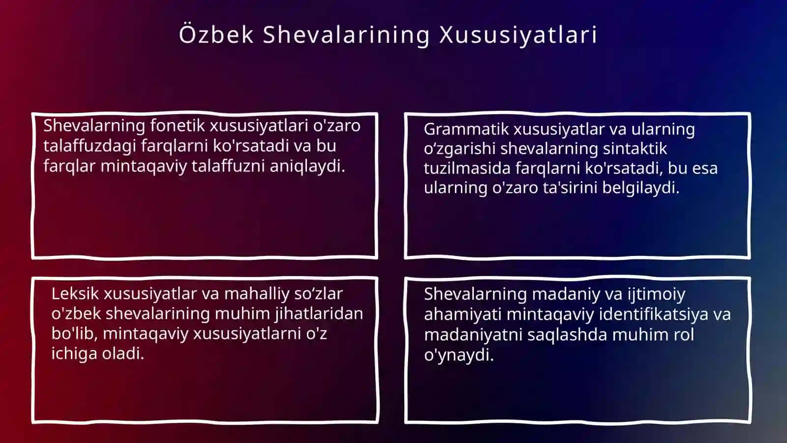 Özbek shevalarining tasnifi 4