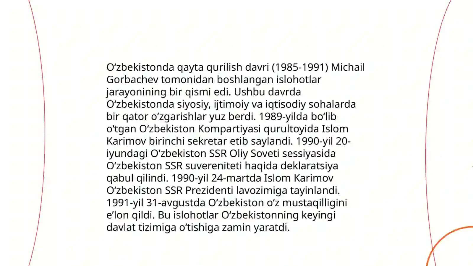 Qayta qurilish yillarida Oʻzbekistondagi ijtimoiy-siyosiy vaziyat 4