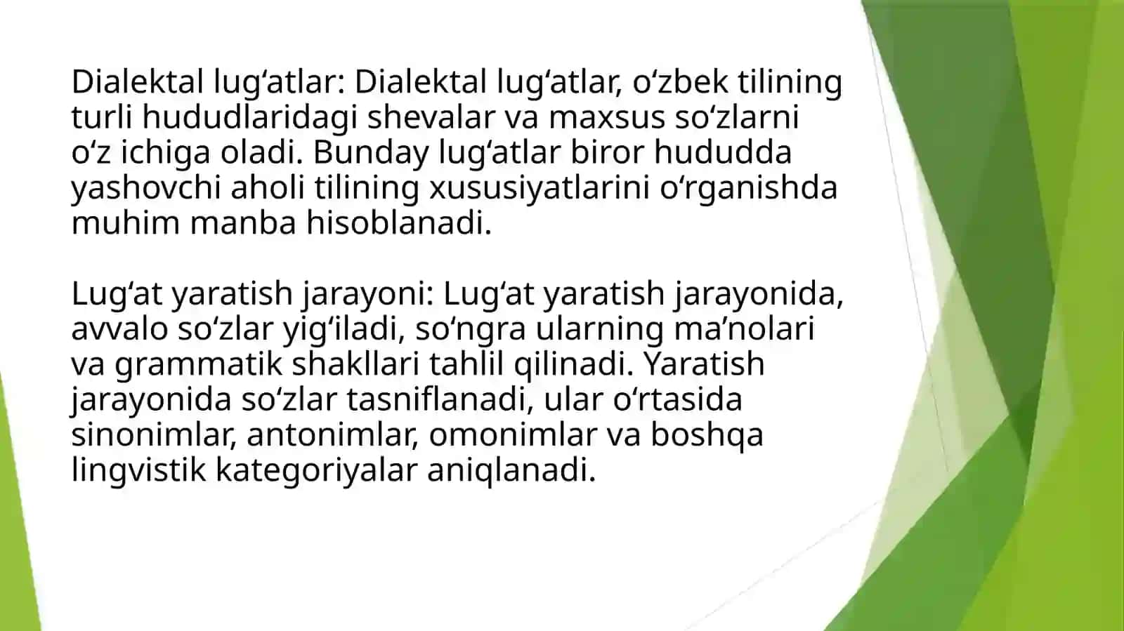 Lug’atchilik. Lug’atlarning yaratilishi va ularda grammatik masalalari 4