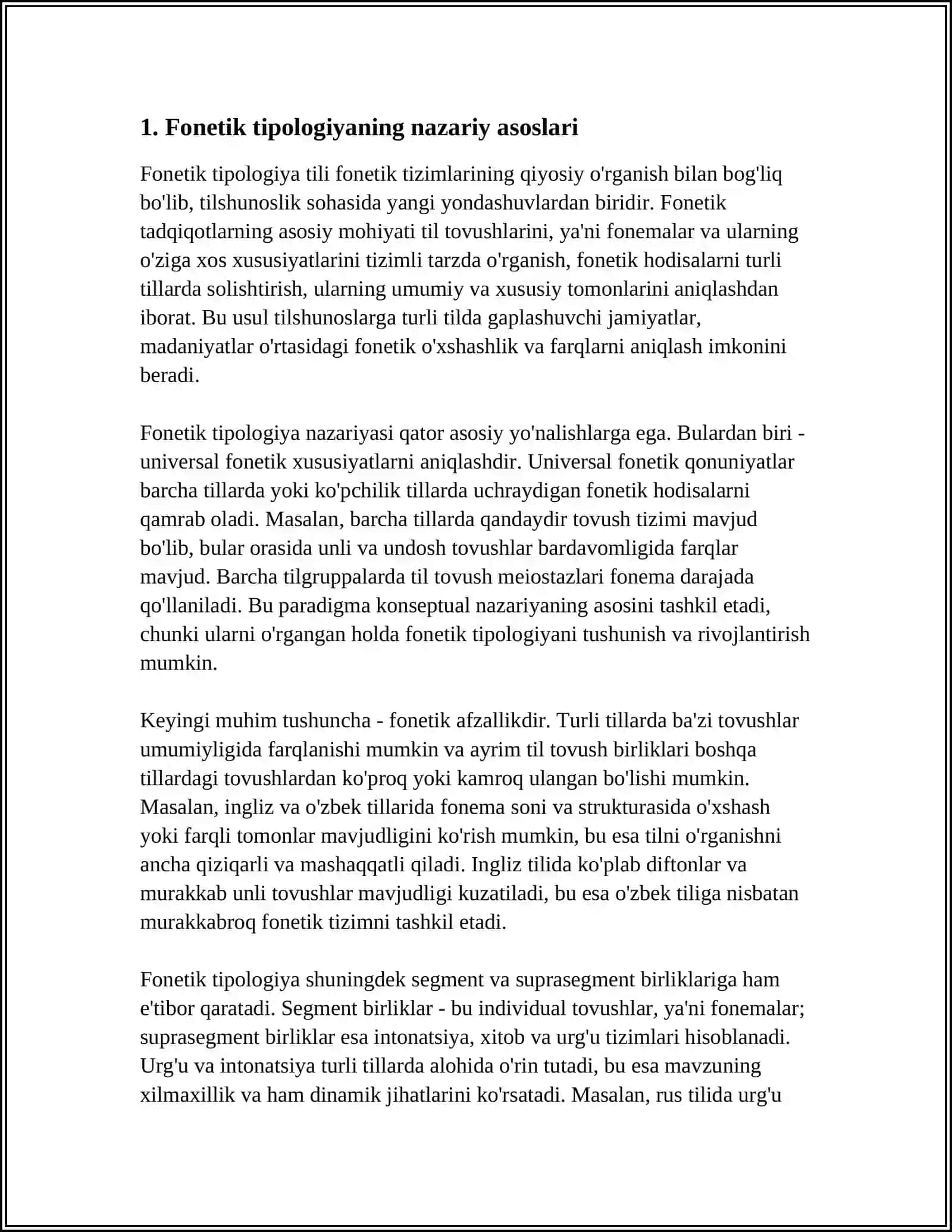 FONETIK TIPOLOGIYA TOVUSH TIPOLOGIYASI HARFLAR BILAN ALOQASI 4
