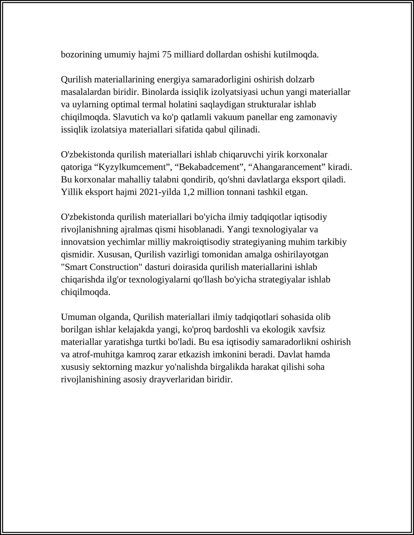 Qurilish materiallari ilmiy tadqiqotlari 4