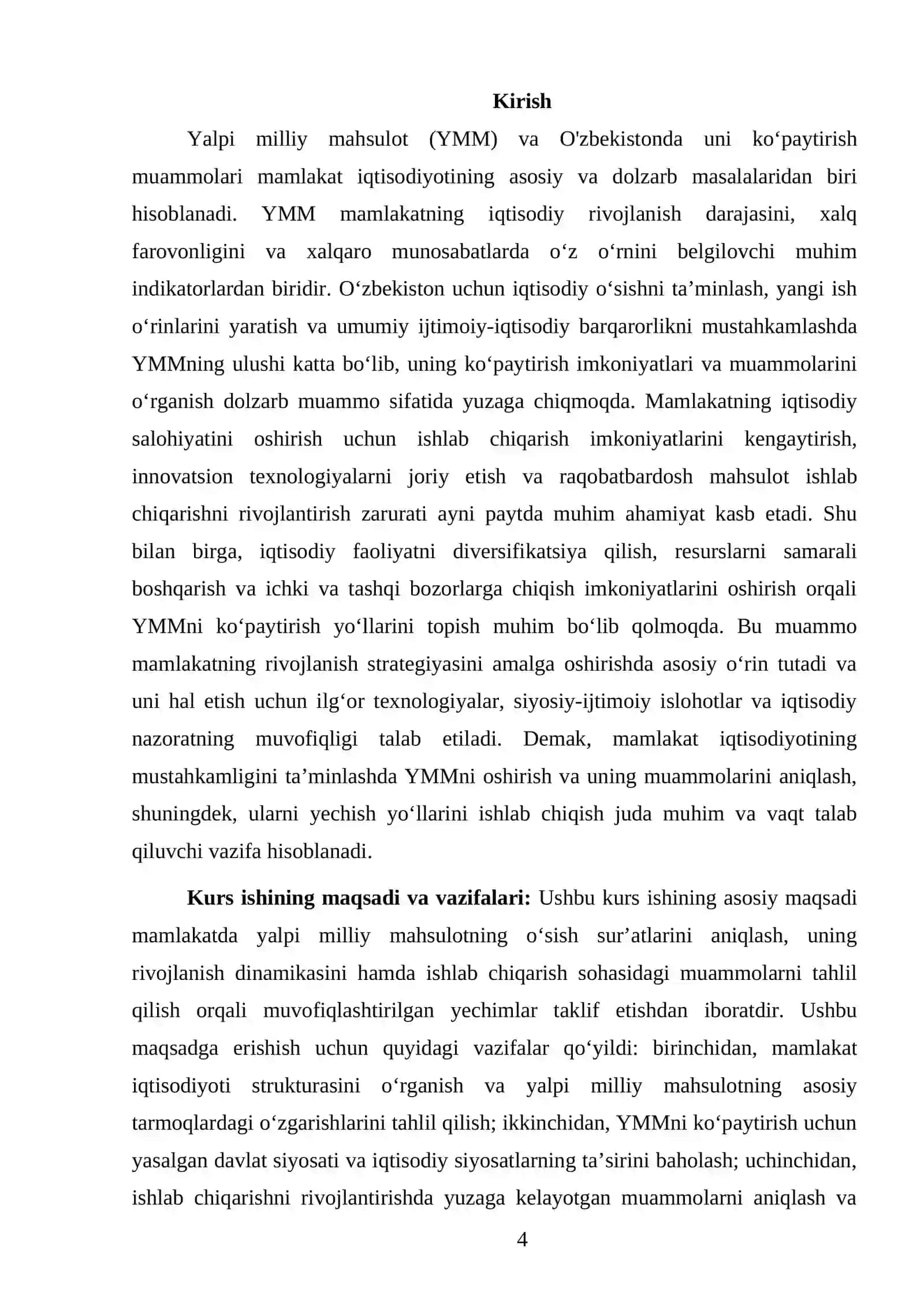 Yalpi milliy mahsulot va O'zbekistonda uni ko'paytirish muammolari 4