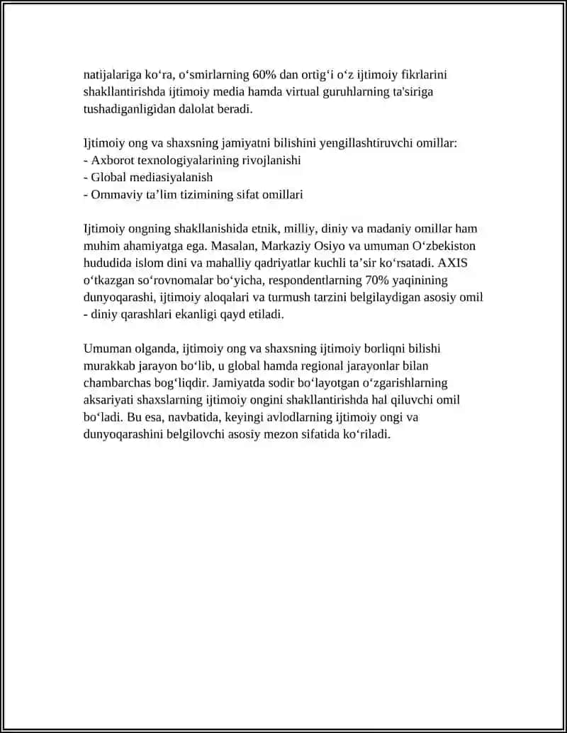 SHAXSNING IJTIMOIY BORLIQNI BILISHI VA FOALIYATI 4