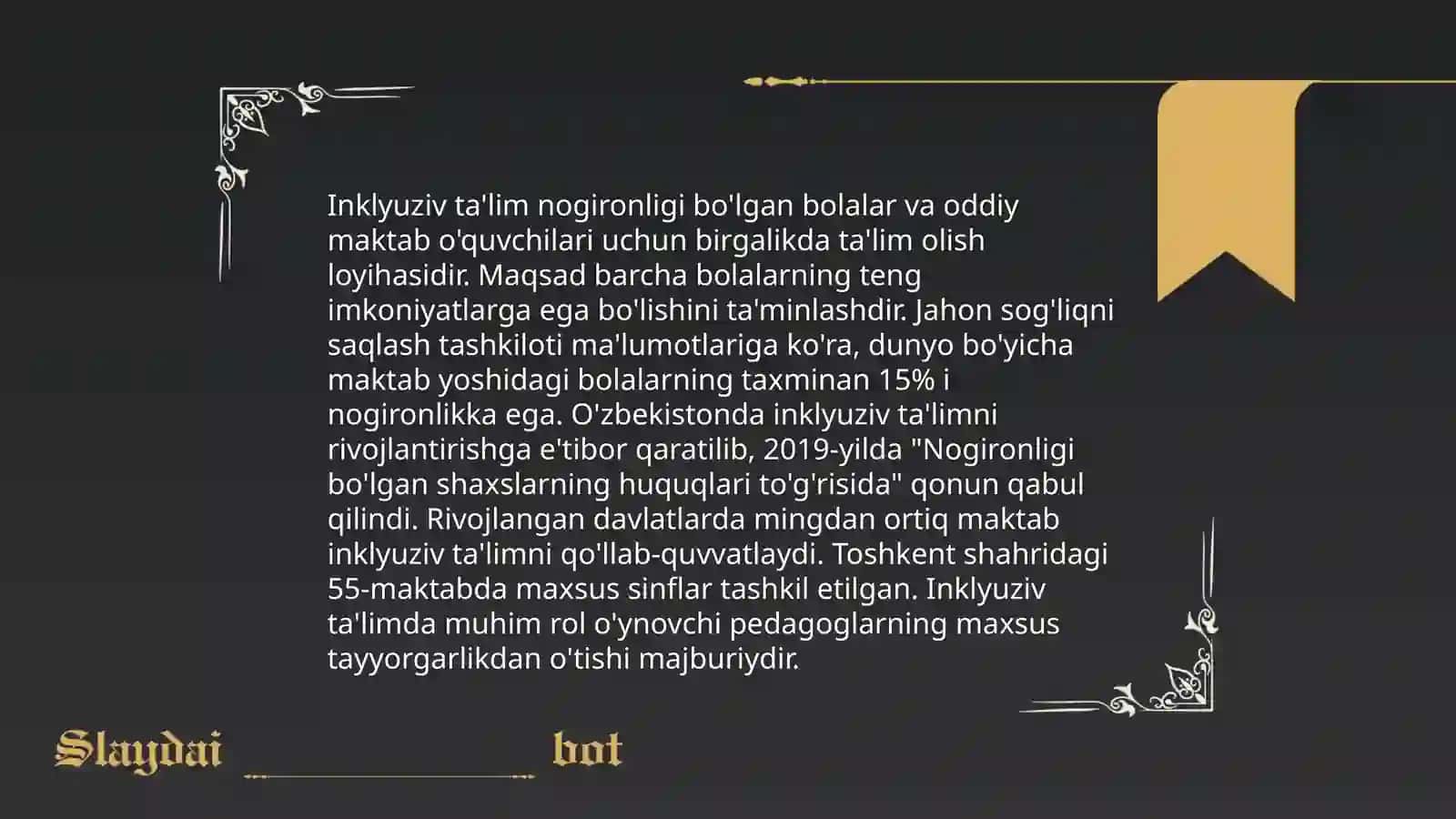 Inklyuziv taʼlimni tamoyillari va unga boʻlgan extiyojlari va uning sabablari bosqichlari 4
