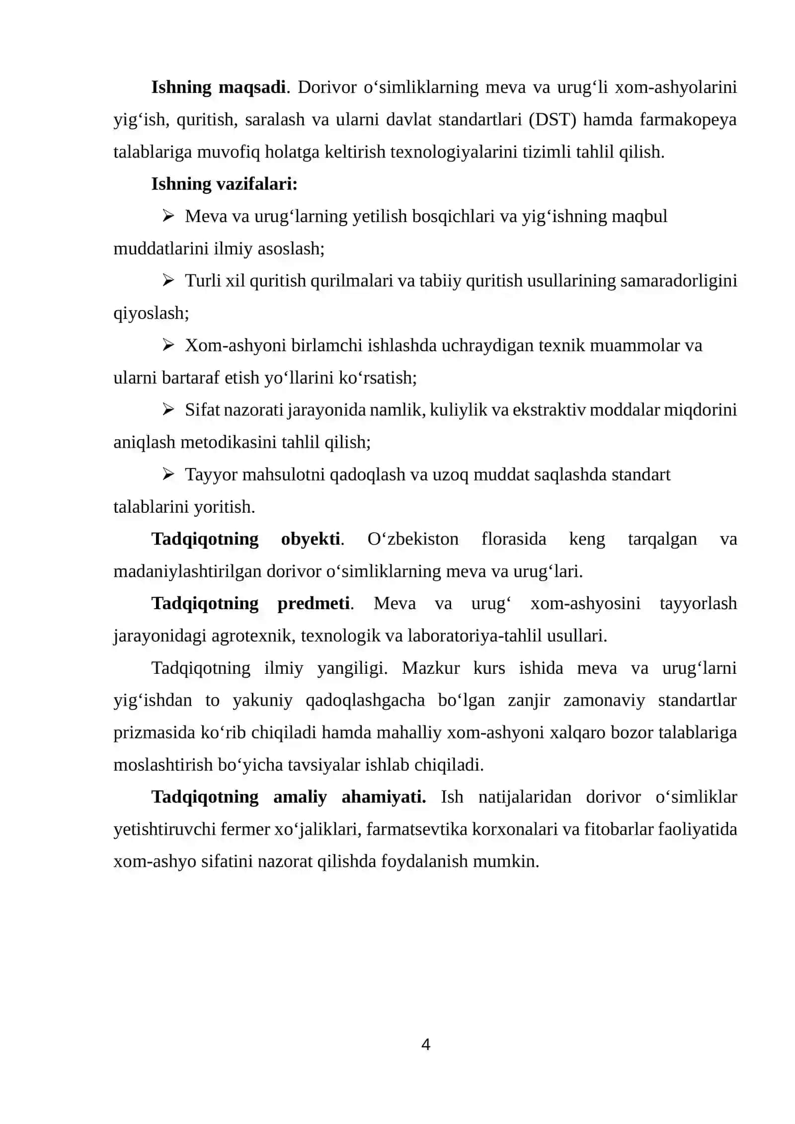 Dorivor oʻsimlik meva va urugʻlari xom-ashyolarini tayyorlash usullari va standart xolatga keltirish 4