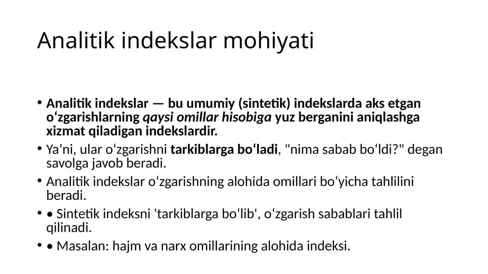 Umumiy indekslarning sintetik va analitik konsepsiyalari 4