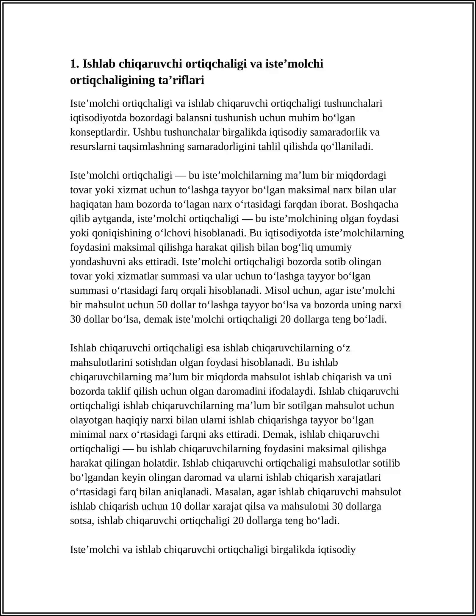 ISHLAB CHIQARUVCHI ORTIQCHALIGI VA ISTEʼMOLCHI ORTIQCHALIGI 4