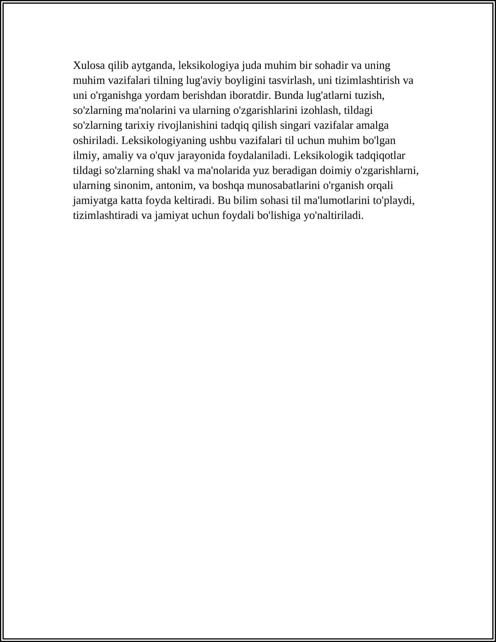 LEKSIKOLOGIYA VA SEMASALOGIYA. SO'Z TILNING MARKAZIY BIRLIGI SIFATIDA 4