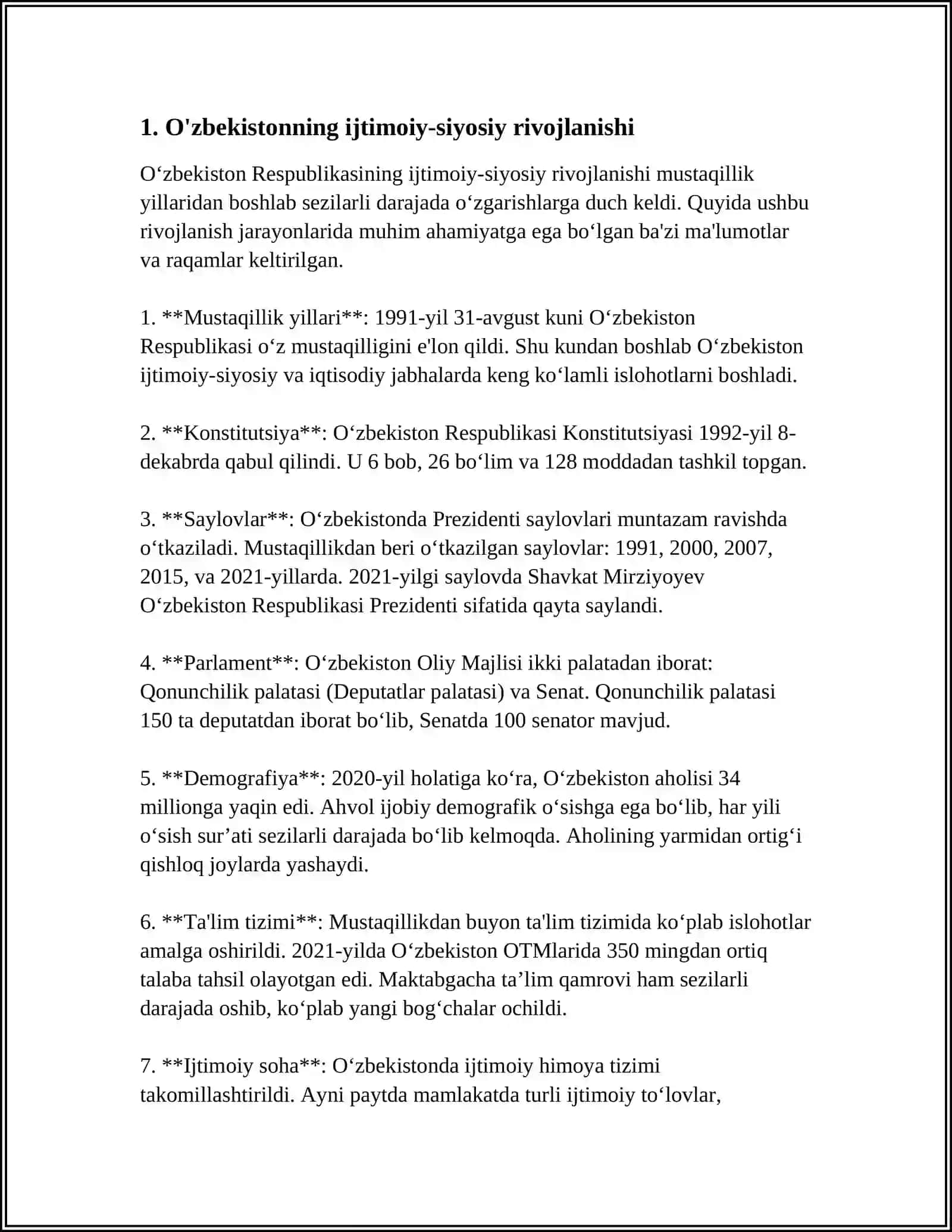 OʻZBEKISTONNING IJTIMOIY-SIYOSIY HAYOTI,IQTISODIY-MADANIY ROʻY BERAYOTGAN OʻZGARISHLARNING REYTING VA INDEKSLARDA AKS ETISHI 4