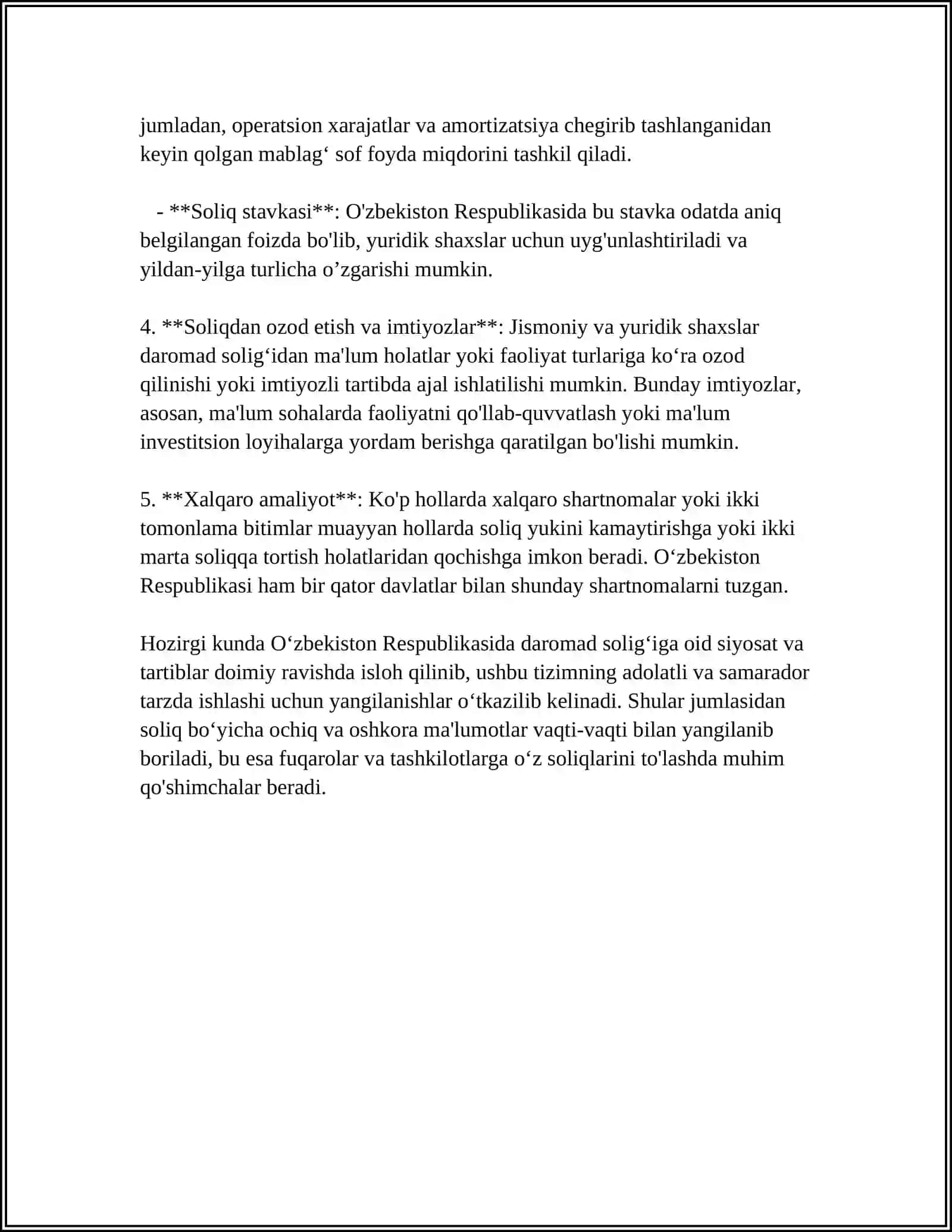 JISMONIY SHAXSLARDAN OLINADIGAN DAROMAD SOLIG‘INI HISOBLAB CHIQARISH, SOLIQ HISOBOTINI TAQDIM ETISH VA TO‘LASH TARTIBI 4