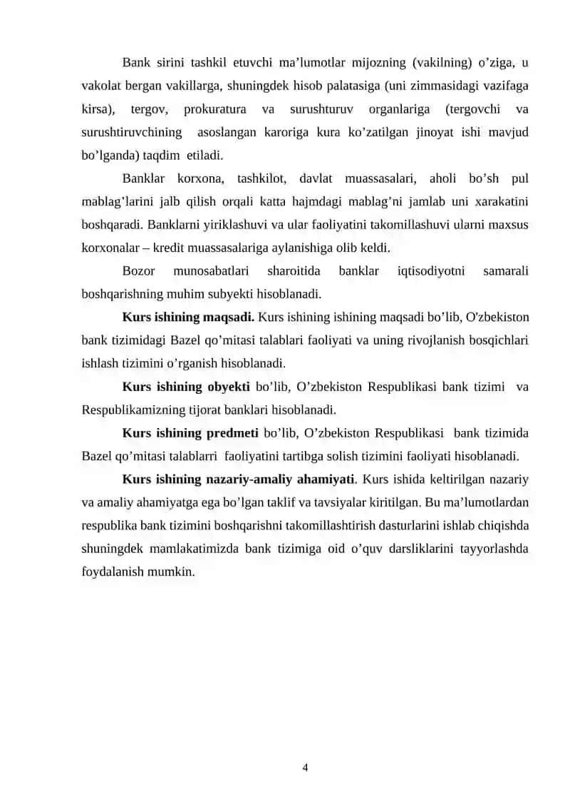 O'zbekiston bank tizimida Bazel qo'mitasi talablari 4