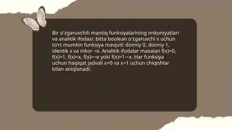 Mantiq algebrasi qonunlari va qoidalarini òrganish 4